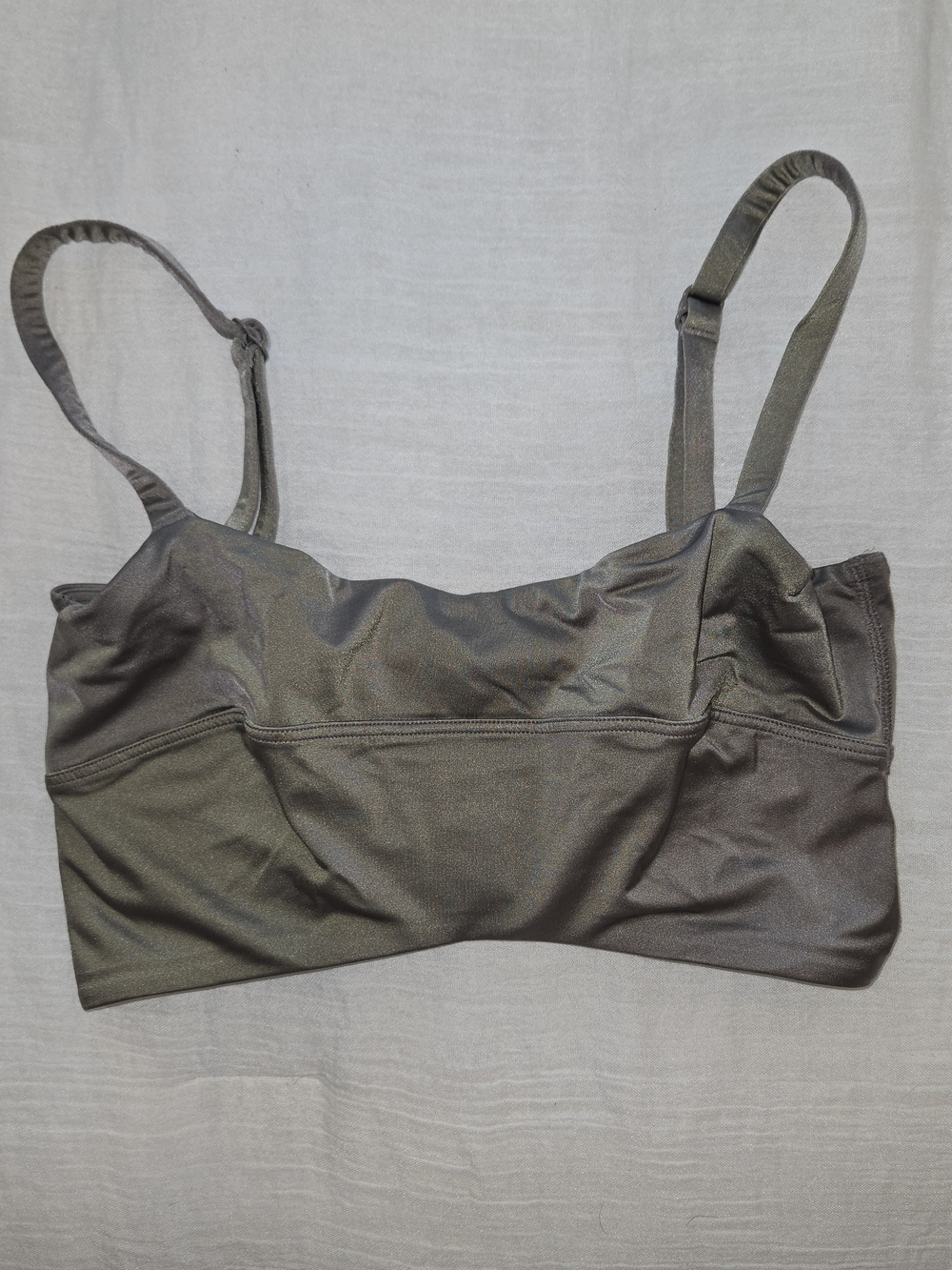 Lululemon Gray Taupe Olive Green Strappy Sports Bra - Size S(4)
